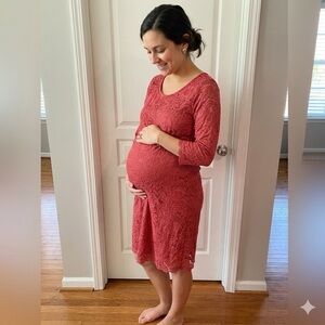 Jessica Simpson | Vibrant Red Lace Long Sleeve Maternity Dress Size 1X